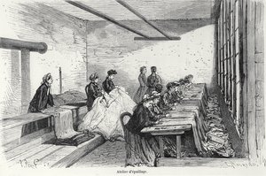 Bouterel Dyeing Workshop i Clichy, fra Turgan, Paris, 1874 af French School