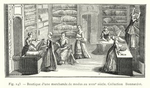 Butik af en modehandler i det 18. århundrede, Bonnardot Collection (gravering) af French School