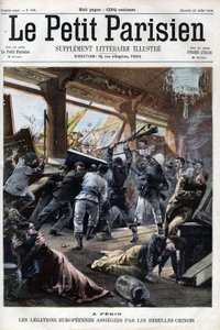 Boxer Rebel Europæiske legationer i Peking bliver angrebet af oprørerne - i "Le petit Parisien" af French School