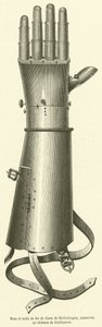Bras et main de fer de Goetz de Berlichingen, konserves au chateau de Jaxthausen (gravering) af French School
