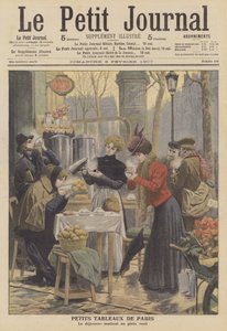 Morgenmad under åben himmel i Paris (farve litho) af French School