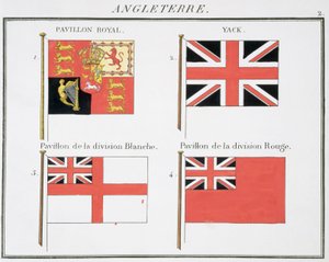 British Maritime Flags, fra en fransk bog med flag, ca. 1819 af French School