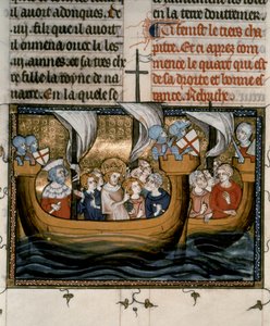 Syvende korstog: Ludvig IX tager af sted på det 7. korstog (1248-54). af French School