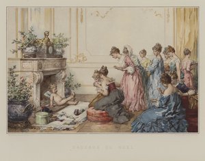 Julegaver (farve litho) af French School