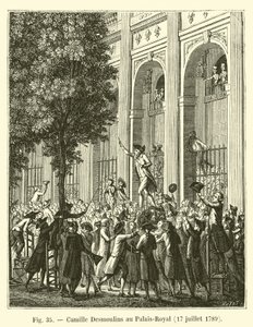 Camille Desmoulins på Palais-Royal, 17. juli 1789 af French School
