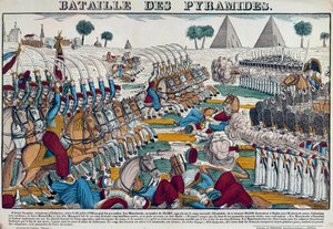 Kampagne (Ekspedition) af Egypten (1798-1801): Slaget ved Egypten den 21/07/1798. Indgravering af det 19. århundrede. af French School