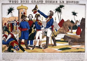 Kampagne (Ekspedition) af Egypten (1798-1801) ledet af Napoleon Bonaparte i 1799. Billede af Epinal af French School