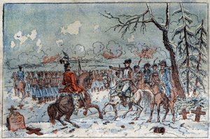 Preussens og Polens kampagne (1806-1807): "" Napoleon I (1769-1821) på slagmarken ved Eylau den 08/02/1807 beordrede Murat til at afvise det russiske kavaleri. Indgravering af det 19. århundrede. af French School