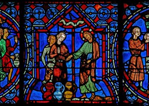 Kana Ægteskab: Kristus forvandler vandet til vin (w30a) af French School