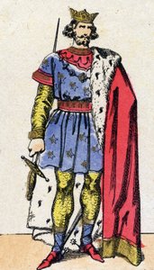 Capetian Dynasty: Portræt af Ludvig VIII kaldet Løven (1187-1226), Frankernes konge fra 1223 til 1226. Epinal billeddannelse fra slutningen af det 19. århundrede. Privat samling. af French School