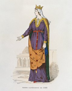 Capetian Queen i 1360, fra franske civile og militære dragter gennem århundrederne af French School