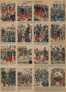 Karriere for den franske general Charles-Denis Bourbaki (farvet gravering) af French School