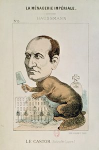 Karikatur af baron Georges Eugene Haussmann (1809-91) som en bæver, fra 