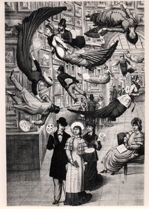 Karikatur af besøgende til Paris Salon i 1880 af French School