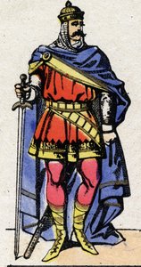 Karolingisk dynasti: Portræt af Eudes eller Odon (v. 860-898) Frankernes konge fra 888 til 898. Epinal billeddannelse fra slutningen af det 19. århundrede. Privat samling. af French School