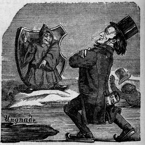 Tegneserie af den tyske komponist Richard Wagner (1813-1883) af French School
