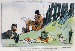 Tegneserie, der skildrer to vagabonde, fra aprilsnar (Poisson d