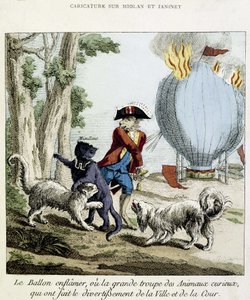 Tegnefilm på bålet af Miolan og Janinets ballon, 11. juli af French School