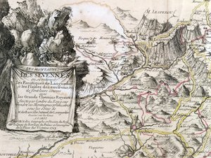 Cartouche fra et kort over Cevennes-regionen, 1703