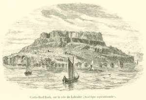 Castle-Reef Rock, på kysten af ​​Labrador, Nordamerika (gravering) af French School