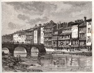 Castres - Languedoc-Roussillon-Midi-Pyrenees - gravering i "La France illustree: geografi, historie, statistisk administration" af V.-A. Malt-brun. 1884 af French School