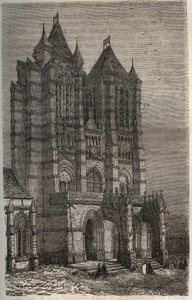 Cathedrale Notre-Dame de Noyon i Oise, Picardie - gravering i "Histoire de France"" af Victor Duruy (1811-1894) - 1882 af French School