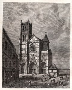 Cathedrale Saint-Etienne de Meaux - Seine-et-Marne - indgravering i "La France illustrée: geografi, historie, statistisk administration" af V.A. Malt-Brown. 1884 af French School