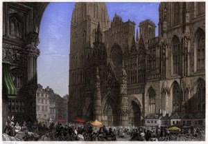 Katedralen i Rouen. (stik, ca. 1850) af French School