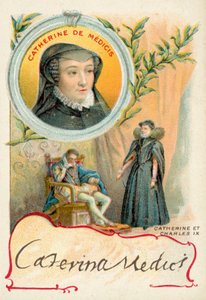 Catherine de Medici og hendes mand, Charles IX af Frankrig (chromolitho) af French School