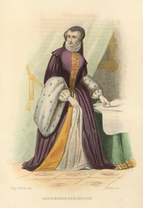 Catherine de Medicis (farvet gravering) af French School