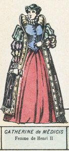 Catherine de Medici, Femme de Henri II (farvet gravering) af French School