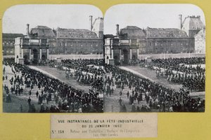 Fejring af industrien på Tuilerierne, Place du Carrousel, Paris, stereoskopisk udsigt, 25. januar 1863 af French School