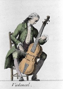 Cellospiller/cello. Stik fra slutningen af 1700-tallet. af French School