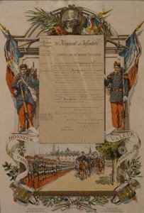 Attest for god opførsel, 37. infanteriregiment, 1896 af French School