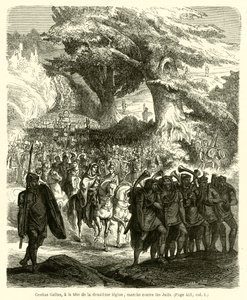 Cestius Gallus, i spidsen for den tolvte legion, marcherer mod jøderne (gravering) af French School