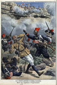 Tchad, baghold ved Abir Taouil (Abir-Taouil), kaptajn Fiegenschuhs død, illustration fra 