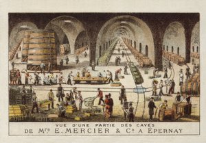 Champagnekældre hos E Mercier & Co, Epernay, Frankrig af French School