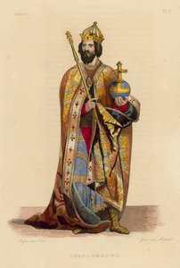 Charlemagne (farvet gravering) af French School