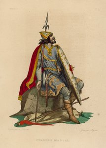 Charles Martel (farvet gravering) af French School