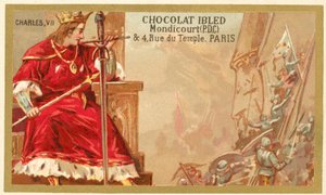 Charles VII af Frankrig (chromolitho) af French School