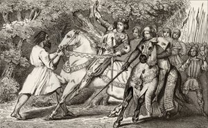 Charles VI (1368-1412) den sindssyge får besked om et bagholdsangreb i skoven nær Angers, fra 