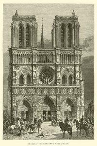 Charles VI tager til Notre-Dame (gravering) af French School