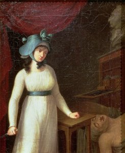 Charlotte Corday (1768-93) og mordet på Jean Paul Marat (1743-93) i hans bad af French School