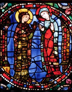 Chartres-katedralen, glasmaleri af den blå jomfrus bebudelse (glasmaleri) af French School