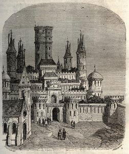 Chateau de Montlhery - slotfort i Montlhery kommune, i det antikke land Hurepoix - gravering i "Histoire de France" af Victor Duruy (1811-1894) - 1882 af French School