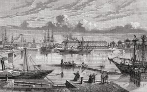 Cherbourg i det 18. århundrede, indgraveret af Le Breton efter Pibaraud, fra 