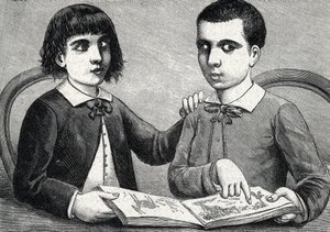 Børn med konvergent og divergerende skelning eller krydsede øjne (gravering) 1888 af French School