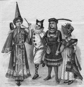 Børnetøj: heksekostumer, klovn, page og “Empire”. Indgravering i "La gazette du dimanche"" af 23. januar 1896. af French School