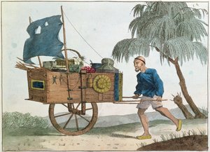 Kinesisk bonde med en trillebør under sejl, 1811 af French School