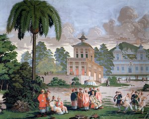 Chinoiserie - tapet på hotel de Plouer i Saint Malo (Saint-Malo). af French School